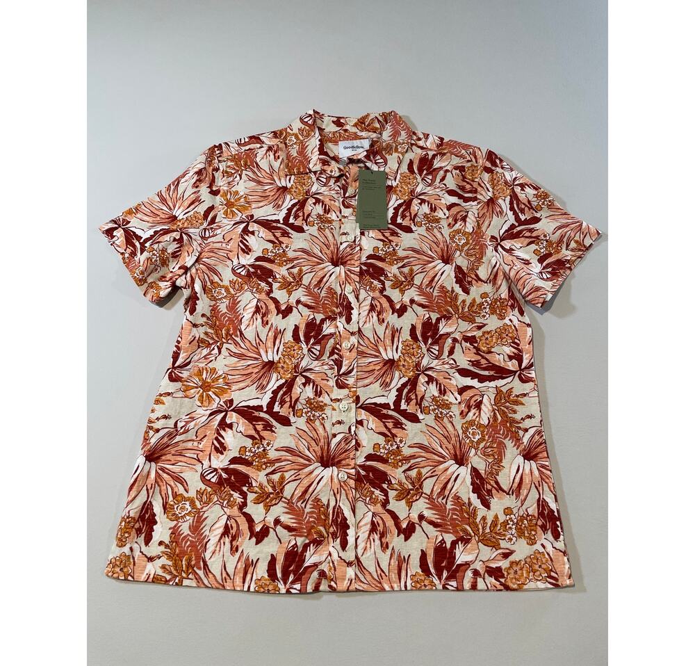Goodfellow & Co Linen‑Cotton Button‑Up Size M Short Sleeve New With Tag